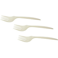 G1 Corn Starch Disposable Biodegradable Spoons and Forks (Forks, 160, G1CORNFK160)