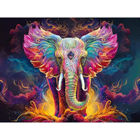 HASTHIP DIY 5D Diamond Painting Kit, Full Drill Diamond Art Painting Kit with Tools and Accessories, Wall Decor Colorful Elephant 5D Diamond Painting Kit for Adults Beginners, 15.8 * 11.8 inch