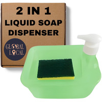 2 in 1 Kitchen Liquid Soap Dispenser Pump for Dishwasher Liquid Soap Sponge Holder Free Sponge (Kitchen Liquid Dispenser, Green)