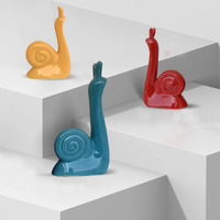 Xtore Modern Lucky Snail Family Ceramic Statues for Home Decor (Pack of 3, Multi-Coloured)