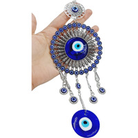 ARTISKRITI Evil Eye Hanging for Home Entrance Door Decoration, Nazar Battu for Home Protection, Good Luck Charm and Prosperity (Blue and Silver)