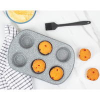 Femora Carbon Steel Stone Ware Non-Stick Coated Muffin Tray  6 Slots (28 x18 x 5 cm)