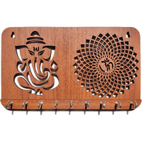 My Dream Carts Ganesha Om Chakra Key Holder for Home Decor Items | Stylish Key Hanger Wall Mounted | Handicraft Key Chain Stand | Wooden Keychain Hangers for Office Decoration | Wood Keys Organizer