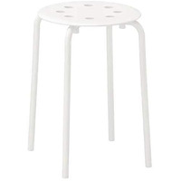 Ikea Marius Stool, White(Seat Diameter: 0.320 M (12 5/8) Width: 0.400 M (15 3/4) Seat Height: 0.450 M (17 3/4)) - Metal