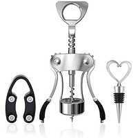 HASTHIP 3PCSWine Opener Gift Set, Wing Corkscrew Beer Bottle Openers, Upgrade Multifunctional Corkscrews with Bottles Stopper and Foil Cutter Waiters Cork Remover for Kitchen Restaurant Chateau Bars