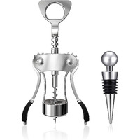 HASTHIP Multifunctional Wing Corkscrew Wine Bottle Opener for All Cork Stoppered and Beer Cap Bottles Luxury Waiter Corkscrew with Stopper Set