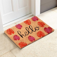 HOKIPO Natural Coconut Coir Printed Doormat for Home Entrance, 40 x 60 cm, Pink (IN-472-PNK)