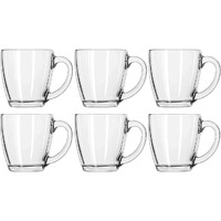 Kikiluxxa Transparent Square Shape Glass Coffee Mugs -Set Of 6 Transparent Green Tea Cups For Hot Beverages With Handle, 185.0 Milliliter - 185 Ml