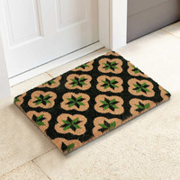 HOKIPO 40x60 cm Natural Coconut Coir Mat for Entrance with Antislip PVC Backing, Green (IN-471-GR)