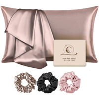 Candibellas Satin Silk Pillow Covers for Hair and Skin, Pack of 2 Satin Pillow Cover with 3 Satin Scrunchies for Women, Luxurious Silk Pillow Covers with Envelope Closure, 400 TC (Rose Taupe)