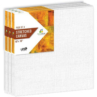 Homestrap Primed Cotton Pre Stretched Canvas with Wooden Frame (White, 10 x 10 Inch (Pack of 3))