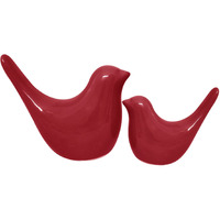 LIFEHAXTORE Creative Red Glossy Ceramic Birds Figurines Home Decorations Accessories Party (Pack of 2, Red)