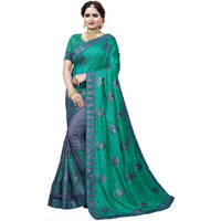 B BELLA CREATION Woven Pure Womens Vichitra Saree with Banglori Silk Blouse Piece (Green) (B Bella-KGF