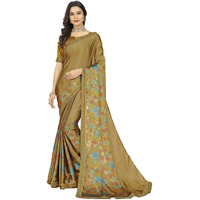 rangita Women Abstract Printed Georgette Saree With Blouse Piece - Camel