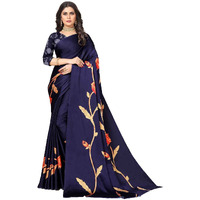 rangita Women Abstract Printed Crepe Saree With Blouse Piece - Blue (SIZE 5.5 MTR)