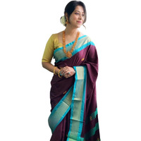 SGF11 Womens Kanjivaram Soft Lichi Silk Saree With Blouse Piece (Purple Blue)