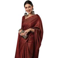 AKHILAM Womens Woven Design Zari Work Banarasi SIlk Saree With Unstitched Blouse Piece (Maroon_SOHNA2002)