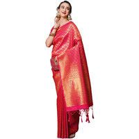 Akhilam Womens Kanchipuram Silk Saree With Unstitched Blouse Piece (Kanjivaram Silk Saree_Pink)