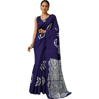 AKHILAM Womens Printed Bhagalpuri Silk Saree With Unstitched Blouse Piece (Purple_23WOM23911_HS)