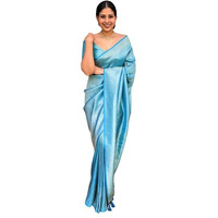 Flosive Womens Kanjivaram Silk Saree With Handloom Weaving Work With Blouse (SKY)