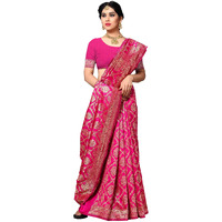 Sidhidata Textile Womens Kanjivaram Banarasi Jacquard Silk Saree With Blouse Piece (Silk Keri Pink_Pink_Free Size)