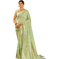 SWORNOF Womens Lichi Soft Silk Saree With Unstitched Blouse Piece (PISTA)