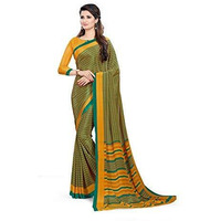 Vimla Womens Green Crape Silk Uniform Saree with Blouse Piece (6084_Green)