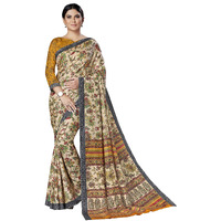 Vimla Womens Beige Malgudi Art Silk Uniform Saree with Blouse Piece (2431_Beige)