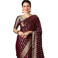 AKHILAM Womens Magenta Georgette Zari Woven Design Saree with Unstitched Blouse Piece (ARYA2901_FL)