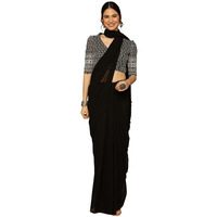 Satrani Womens Knit Pure Georgette Saree (2629S102N_Black)