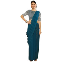 Satrani Womens Knit Pure Georgette Saree (2629S104N_Teal Green)