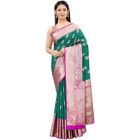 Enthone Womens Heavy Banarasi Art Silk Saree With Unstitched Blouse Piece(Rama)