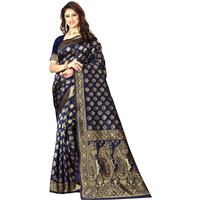 Sugathari Womens Banarasi Saree Pure Kanjivaram Silk Saree Soft new ladies 2023 Design Wear Pattu Sarees Latest Cotton Party Sari collections With Blouse Piece for Wedding sadi (PARI 72 N BLUE)