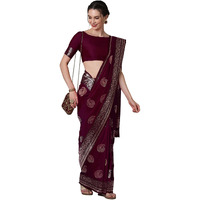 AKHILAM Womens Floral Silk Blend Woven Design Saree With Unstitched Blouse Piece (Magenta_3PAKHI5104C)