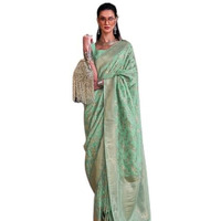 SWORNOF Womens Lichi Soft Silk Saree With Unstitched Blouse Piece (SKY BLUE)