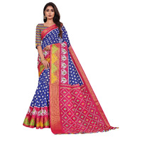 Vimla Womens Multicolord Khadi Cotton Printed Saree with Blouse Piece(Crystal 08)