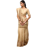 AKHILAM Womens Silk Cotton Woven Design Saree With Unstitched Blouse Piece (cream_VMIKA1006)