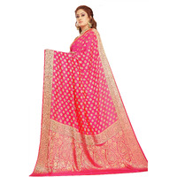 RANI SAAHIBA Womens Georgette Silk Resham Woven Saree With Blouse Piece (SKR10188_Pink)