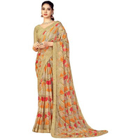 Satrani Womens Pure Chiffon Saree (3273S2947N_Beige & Multi5)