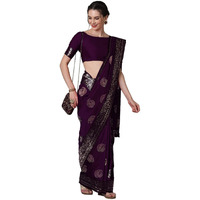 AKHILAM Womens Floral Silk Blend Woven Design Saree With Unstitched Blouse Piece (Purple_3PAKHI5104B)