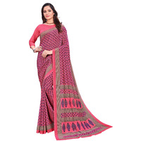 Vimla Womens Pink Crepe Silk Uniform Saree with Blouse