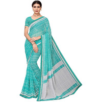 Amazon Brand - Anarva Womens checkered Chiffon Printed Saree With Lace