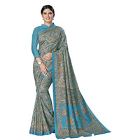 Miraan Womens Art Silk Printed Saree With Blouse Piece (VI2430; Blue)