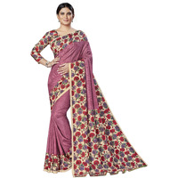 Vimla Womens Pink Malgudi Art Silk Uniform Saree with Blouse Piece (2428_Pink)