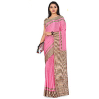 Miraan Womens Silk Blend Saree with Blouse Piece (BANKARMA1021CPINK, Multicolor)