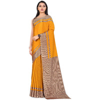 Miraan Women Crepe Silk Printed Saree With Blouse Piece (BANKARMA1020FYELLOW,Yellow)