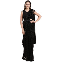 Ahalyaa Womens Polyester Saree With Blouse (AHSRBLBT-SET-6-XL_Black)