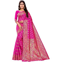 Shasmi Sarees Womens Art Silk Pink Kanchipuram Saree (SAN PARI S-1 PINK)