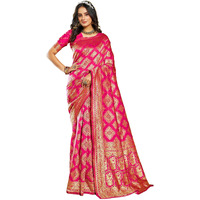 SIRIL Womens Art Silk Jacquard Saree With Unstitched Blouse Piece (3399S277_Rani Pink)