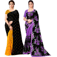 Anand Sarees Womens Bhagalpuri Georgette Saree With Blouse Piece (COMBO_AS_1262_5_1152_4_Yellow&Purple_OS_Multicolor)